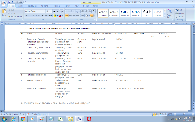 Contoh laporan program kerja tahunan kepala sekolah