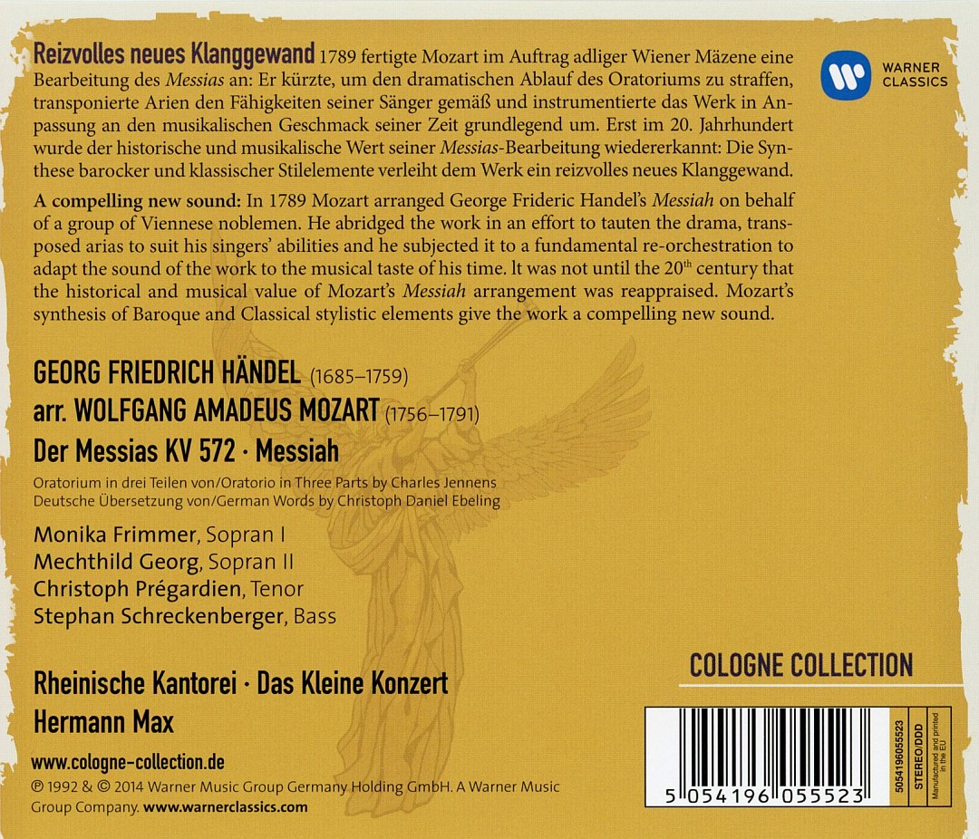 makdelart classique Handel, arr. Mozart Der Messias KV 572