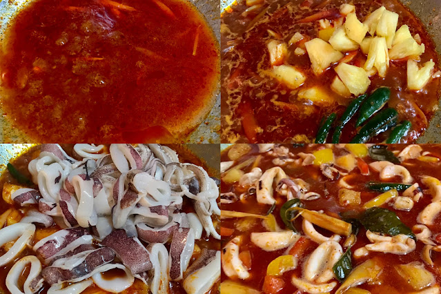 Resepi Sotong Masam Manis Berkuah Pekat. Makan Dengan Nasi Putih Panas