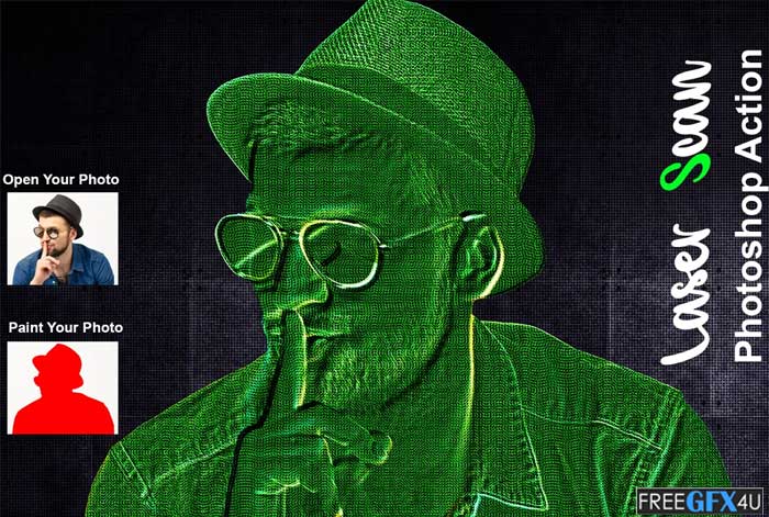 CreativeMarket - Laser Scan Photoshop Action Laser Scan Photoshop Action