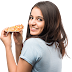 Happy Indian Girl with Pizza Stock Photo