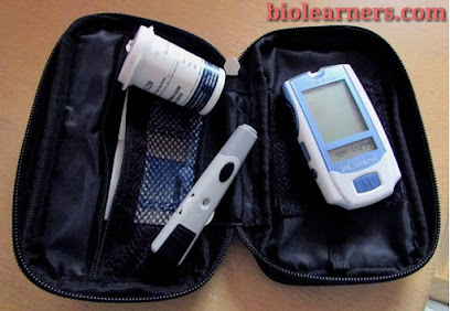 Working principle of glucometer (or glucose meter) to measure blood sugar level