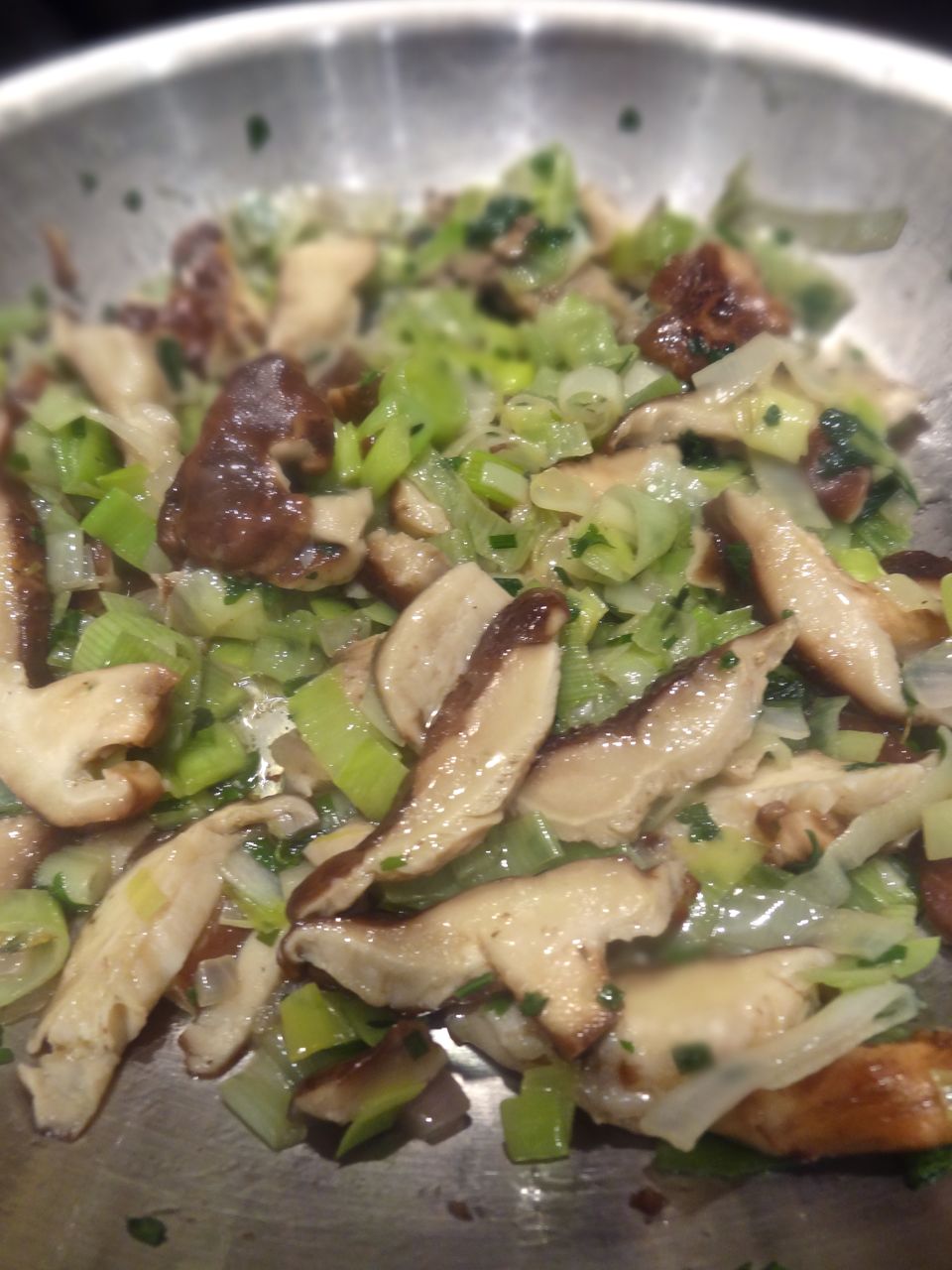 Scrumpdillyicious Grilled Swordfish with Leek, Shiitake & Fava Succotash