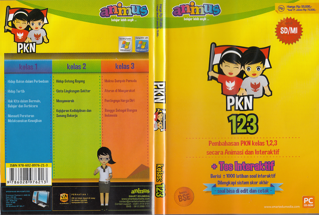 CD ANIMUS PKN KELAS 1, 2, 3 SD/ MI  Toko Buku Rahma