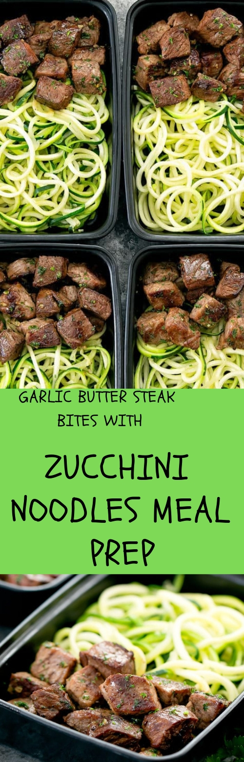 rovieshone food recipes GARLIC BUTTER STEAK BITES WITH ZUCCHINI