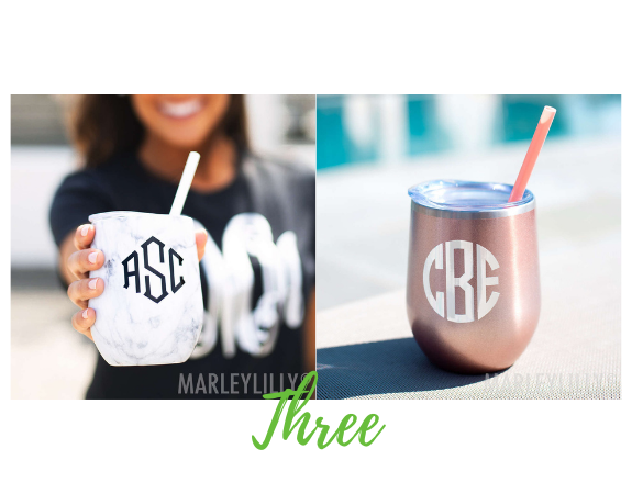Monogrammed Wine Tumbler from Marleylilly.com