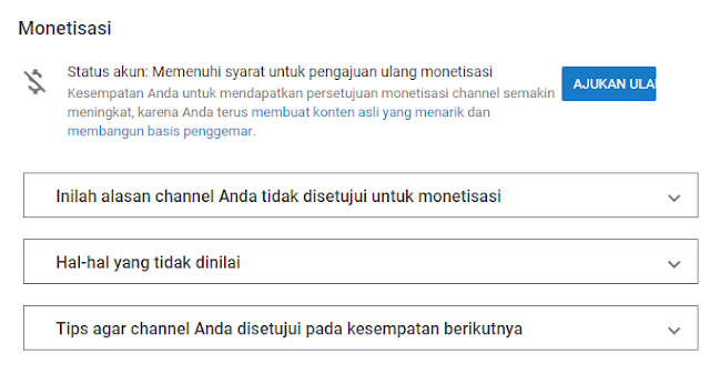 Akhirnya Chanel YouTube Ku Bisa Mengajukan Monetisasi Akhirnya Chanel YouTube Ku Bisa Mengajukan Monetisasi