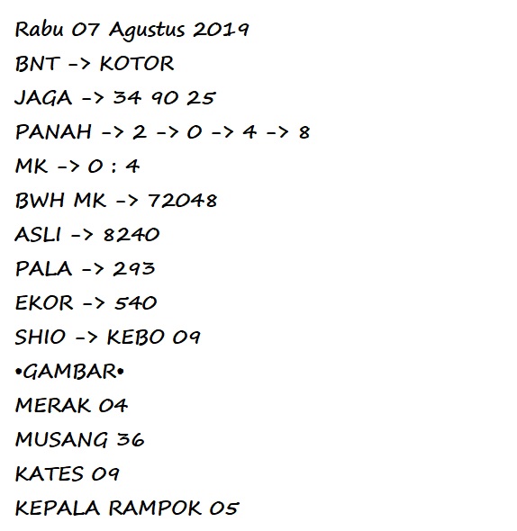 Prediksi Angka Jitu Togel Sgp Singapore Rabu 07 Agustus 2019 Asianbookie