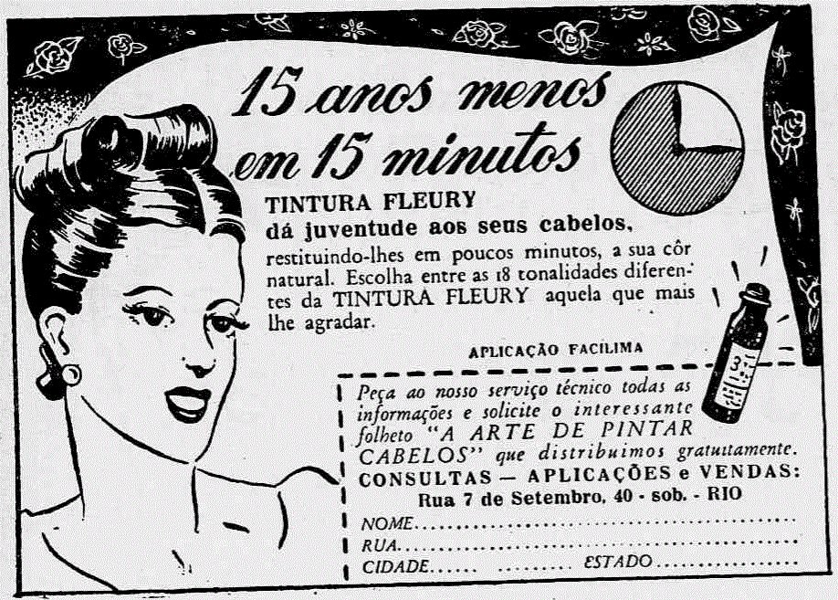 Propaganda antiga da Tintura Fleury veiculada em 1950