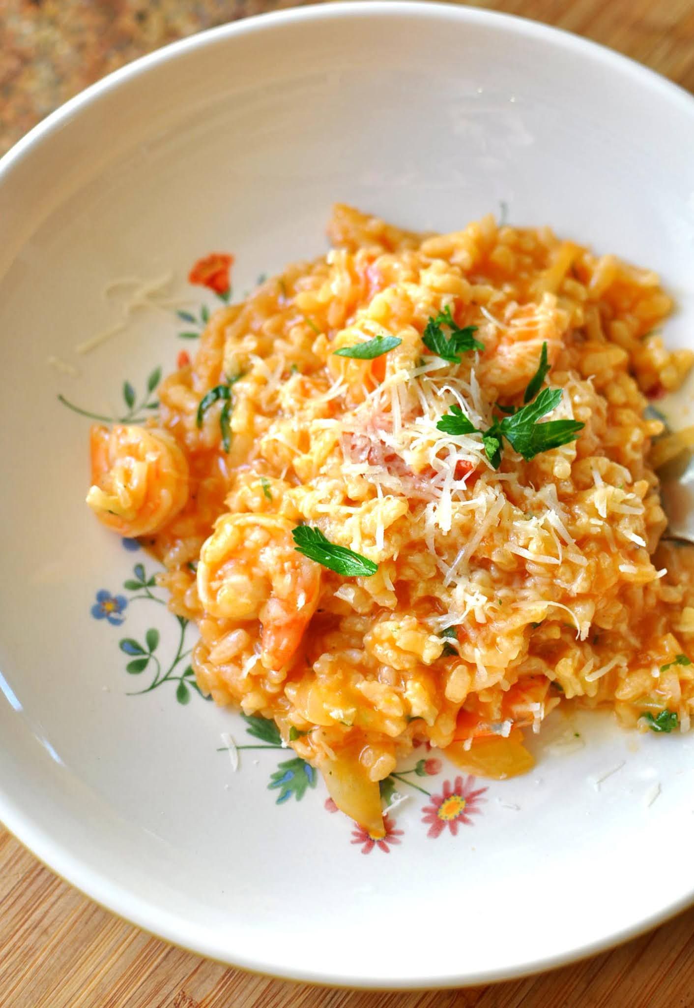 Risotto z krewetkami i świeżymi pomidorami