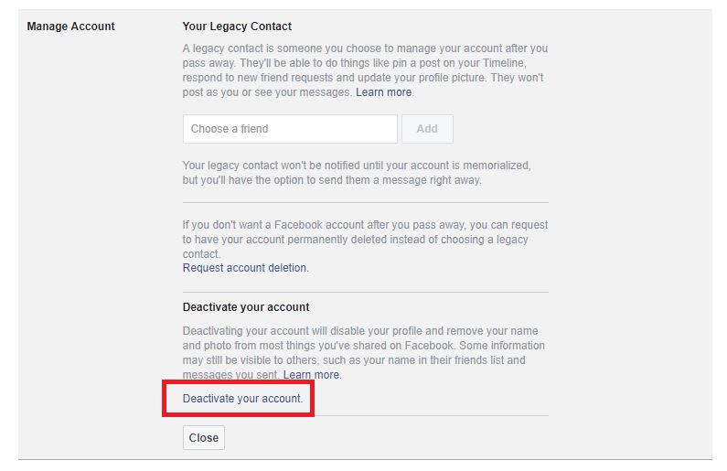 How To Deactivate My Facebook Account