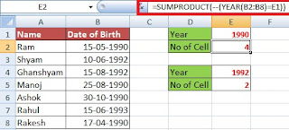 How to Count Dates in a Specific Year in Excel in Hindi