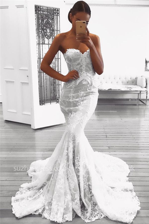 https://www.suzhoudress.co.uk/mermaid-lace-strapless-sexy-cheap-white-wedding-dress-with-court-train-g23135?cate_1=2