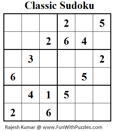 Classic Sudoku (Mini Sudoku Series #25)