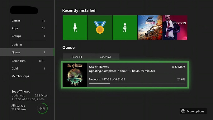 Xbox não baixa jogo desligado