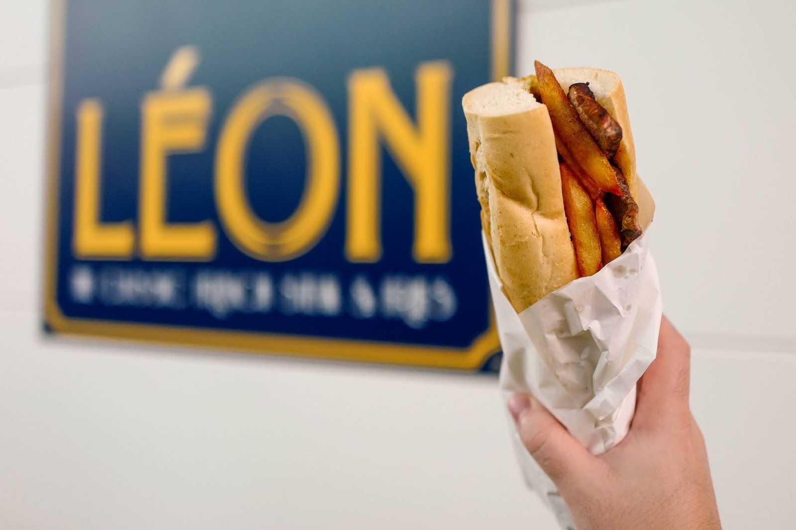 brasserie léon: signature steak-&-fries baguette sandwich