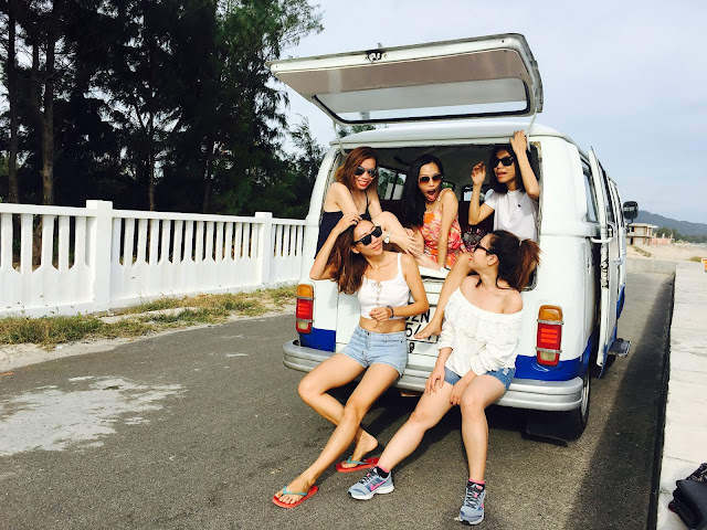 girls travelling in a van