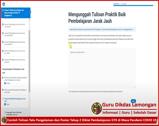 Contoh Tulisan Teks Pengalaman Dan Poster Tahap 2 Diklat Pembelajaran Gtk Di Masa Pandemi Covid 19