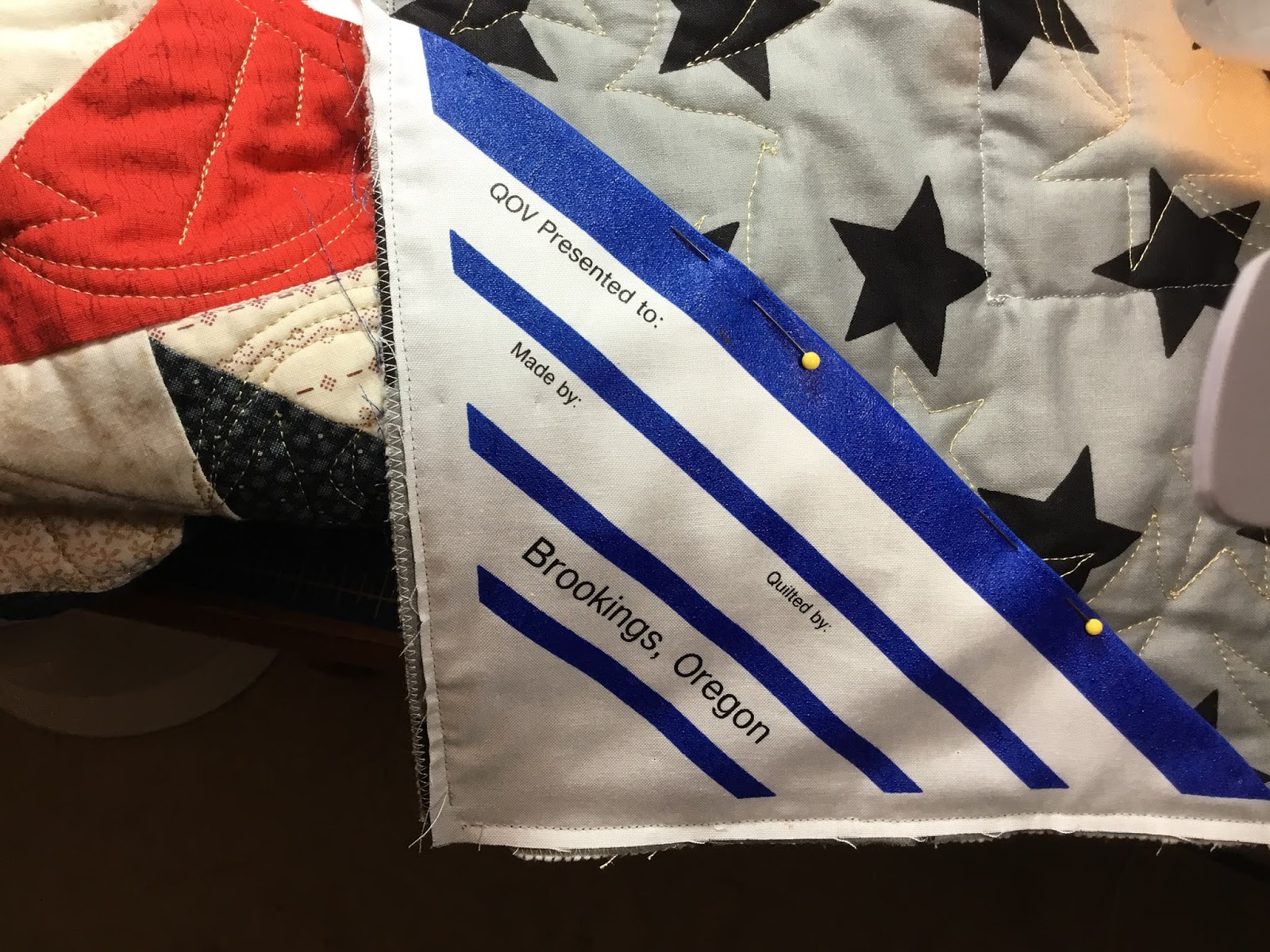 Quilting and Life in General Quilt of Valor Labels Brookings Style