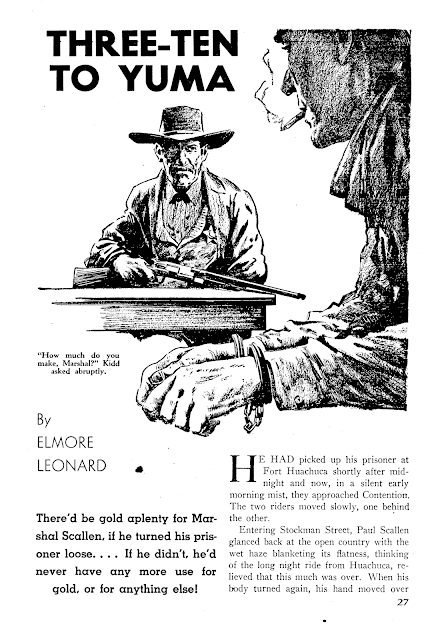 Illustration for 3:10 to Yuma, by Elmore Leonard - Dime Western, March 1953