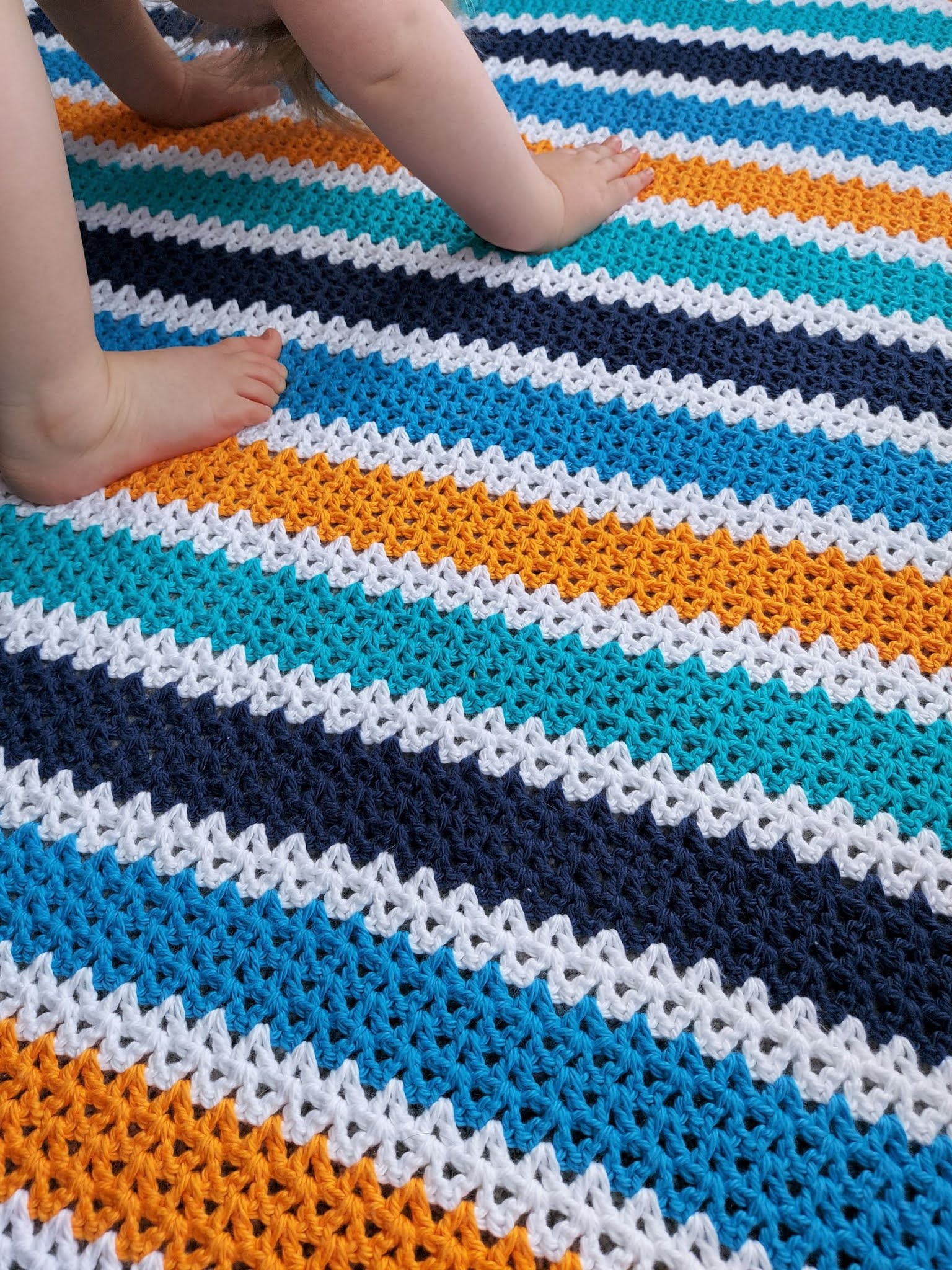 A Playful Stitch Baby Boy VStitch Crochet Blanket