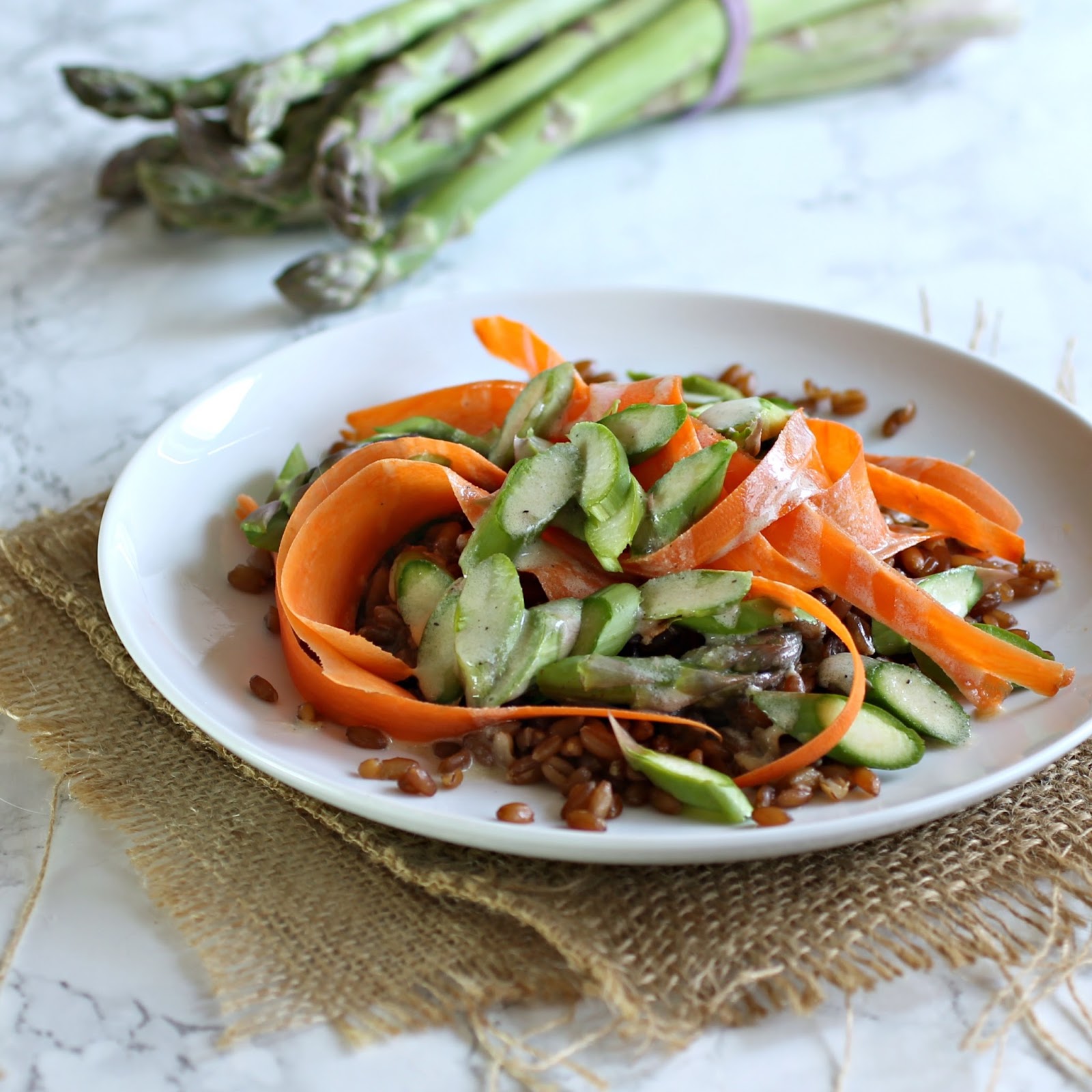 Hungry Couple Toasted Flax, Asparagus and Carrot Ribbon Salad