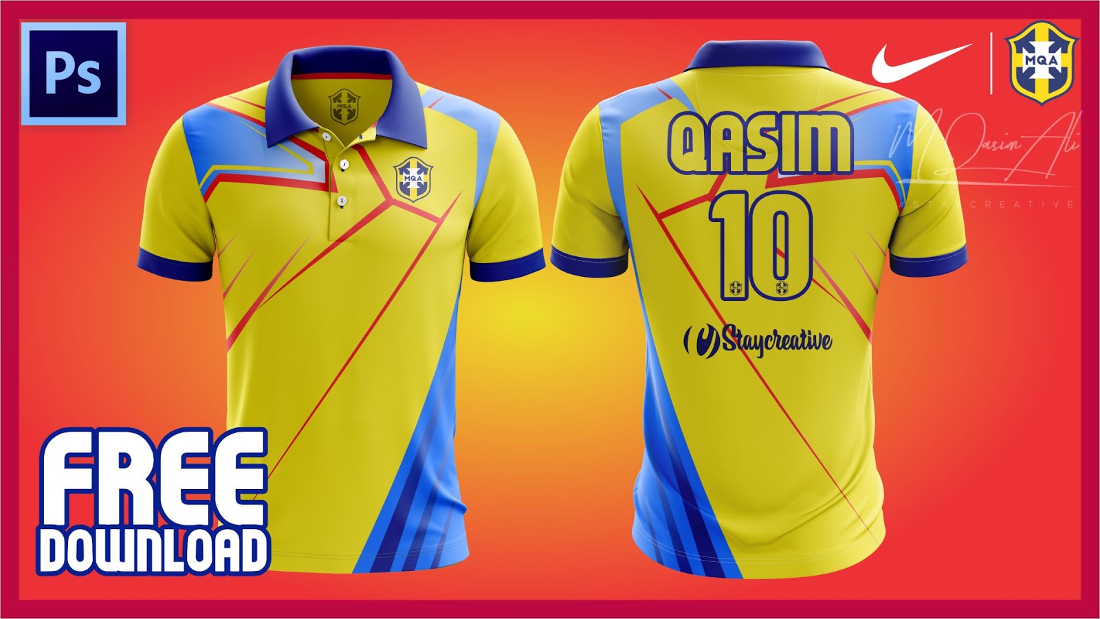Download Epic Cricket Shirt Design Tutorial + Free Yellow image PSD Mockup Download By M Qasim Ali - M ...