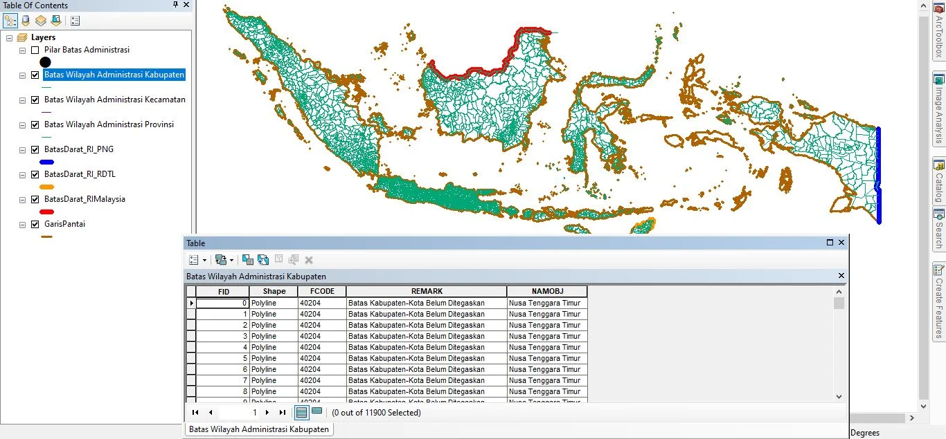 Shapefile Batas Wilayah Darat Indonesia Lengkap