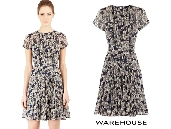 Princess Marie wore Warehouse Floral Pleated Bodice Dress