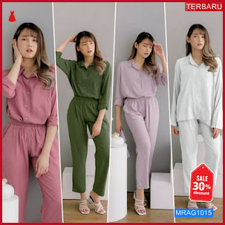 MRAG1015 SET WANITA DAILY SET HOME POLOS SETELAN KEMEJA PANJANG POLOS BASIC MA BARU 2021