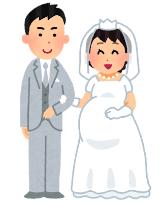 新郎新婦のイラスト（妊婦）