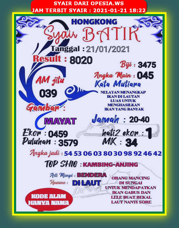 1 New Message Kode Syair Hongkong 21 Januari 2021 Forum Syair Togel Hongkong Singapura Sydney