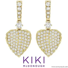 Kate Middleton accessorised KIKI McDonough Lauren Yellow Gold Diamond Pave Leaf Earrings