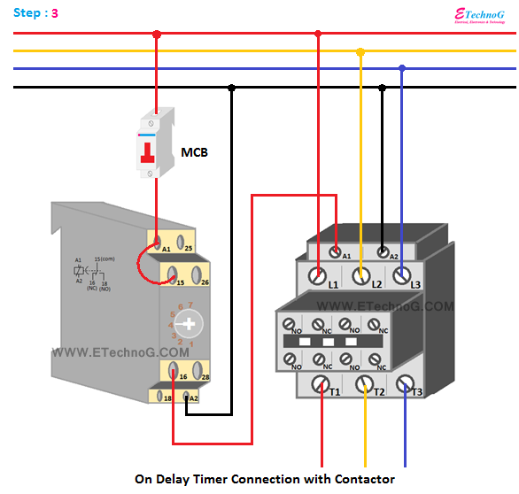 On Delay Timer Connection with Contactor ETechnoG