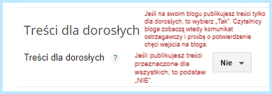 Treści dla dorosłych na Bloggerze.