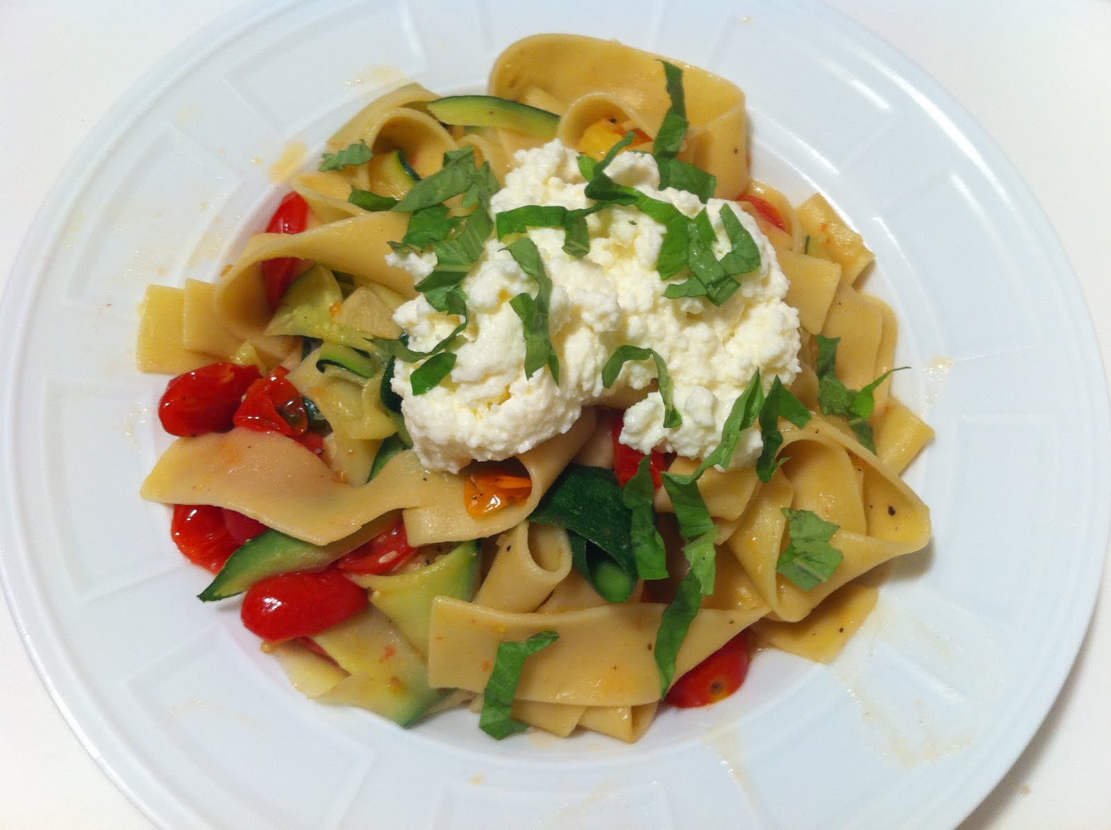 The Sustainable Palate Cherry Tomato and Zucchini Pappardelle