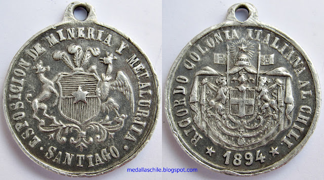 Medalla Colonia Italiana Exposición Mineria y Metalurgía 1894