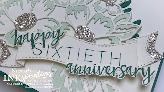 By Angie McKenzie for Stamping INKspirations Blog Hop; Click READ or VISIT to go to my blog for details!  Featuring the Many Layered Blossoms Dies, Floral Heart Dies, Be Dazzling Specialty Paper (Sale-a-Bration), Milestone Moments Stamp Set (retired) and So Sentimental Stamp Set (retired) by Stampin' Up!® to create a 60th anniversary card; #anniversarycard #manylayeredblossoms #floralheart #bedazzling #milestonemoments #sosentimental #60yearsofmarriage #stampinginkspirationsbloghop #naturesinkspirations #diamondanniversary #lifetimecelebrations #handmadecards #specialenvelopes