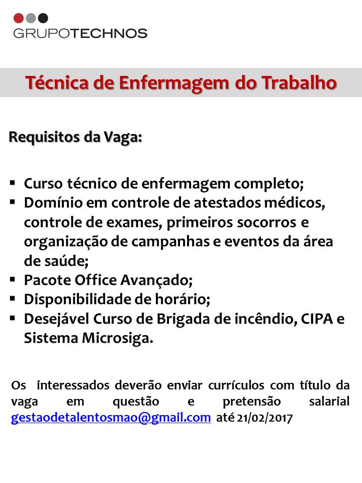 Vagas de emprego tecnico de enfermagem do trabalho rj Vagas de emprego tecnico de enfermagem do trabalho rj