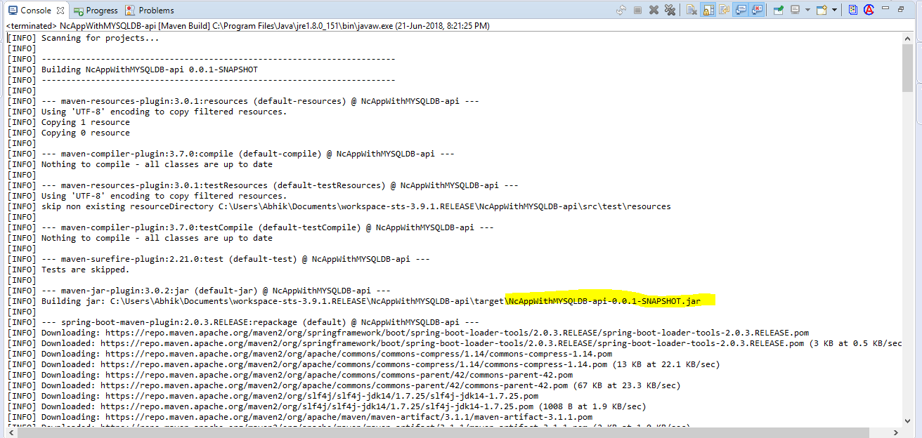 Spring Boot Tutorial 9 How to export JAR package of a spring boot project? NESTED CODE