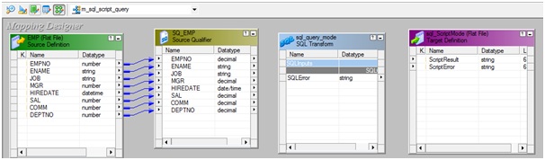 6). Select the'sql_query_mode' sql Transformation