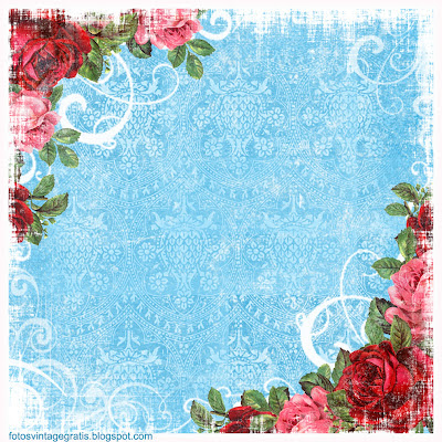 fondo vintage con flores azul