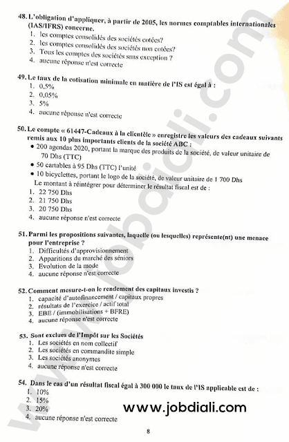 Exemple Concours Rédacteur Judiciaire 3ème grade Gestion des Entreprises - Ministère de la justice