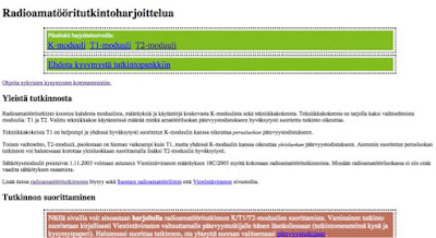 ham.fi/tentti sivustolla on myös T2 opiskelumateriaalia
