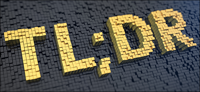 كلمة TLDR بأحرف صفراء كبيرة على خلفية سوداء.