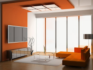 sala color blanco y naranja
