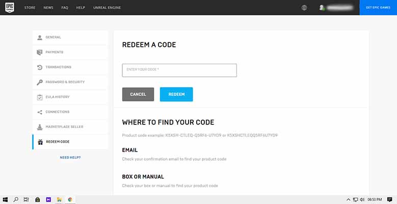 how to redeem fortnite code pc