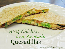BBQ Chicken and Avocado Quesadillas - www.sweetlittleonesblog.com