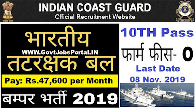 INDIAN COAST GUARD RECRUITMENT 2019