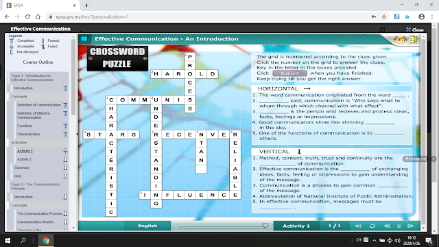 Jawapan [EPSA] Effective CommunicationCrossword Puzzle  彭先生教室